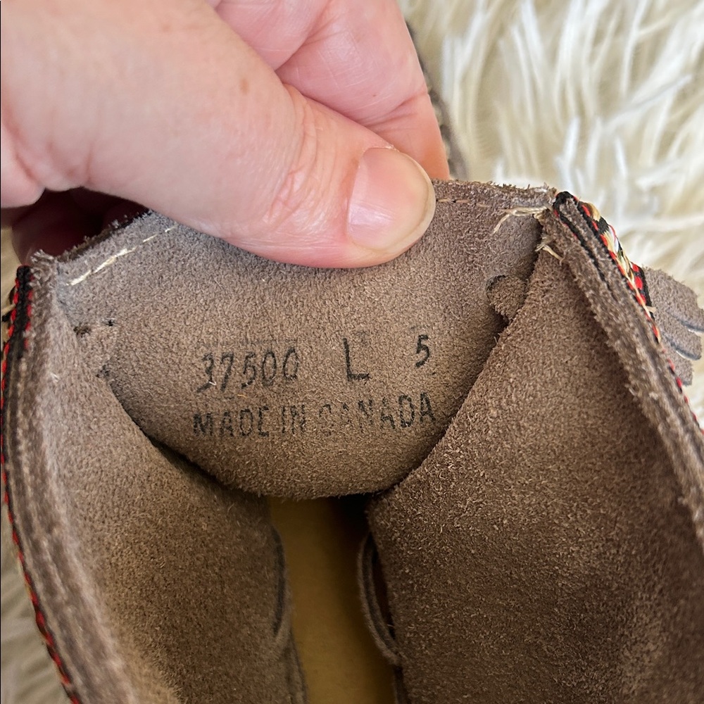 Grey-Brown Moccasin-Style Ankle Boot Shoes, fringe, beading, ribbon - Picture 8 of 8